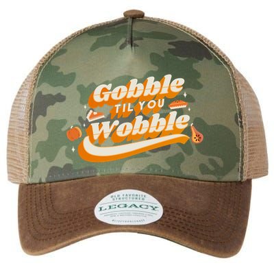Gobble Til You Wobble Funny Thanksgiving Legacy Tie Dye Trucker Hat