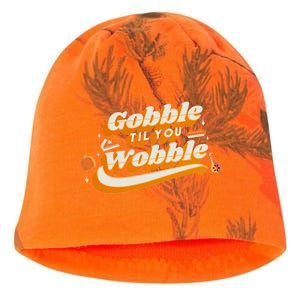 Gobble Til You Wobble Funny Thanksgiving Kati - Camo Knit Beanie