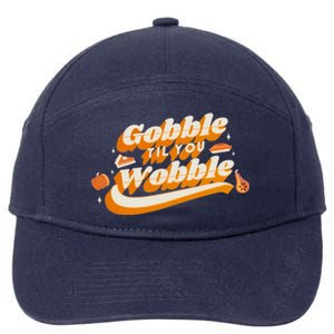 Gobble Til You Wobble Funny Thanksgiving 7-Panel Snapback Hat