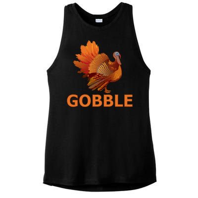 Gobble Turkey Thanksgiving Ladies PosiCharge Tri-Blend Wicking Tank