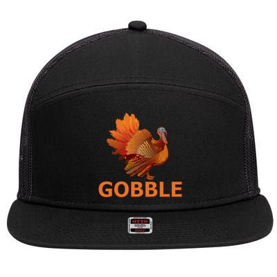 Gobble Turkey Thanksgiving 7 Panel Mesh Trucker Snapback Hat