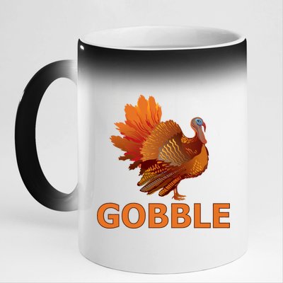 Gobble Turkey Thanksgiving 11oz Black Color Changing Mug