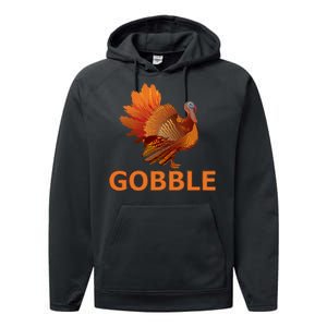 Gobble Turkey Thanksgiving Performance Fleece Hoodie