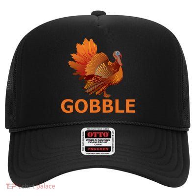 Gobble Turkey Thanksgiving High Crown Mesh Back Trucker Hat