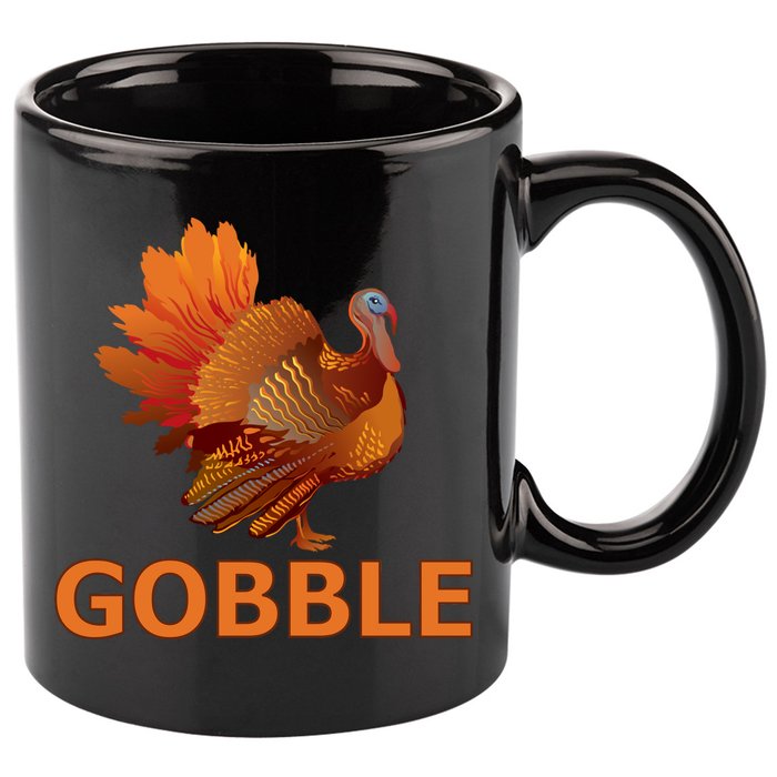 Gobble Turkey Thanksgiving 11oz C Handle Ceramic Mug
