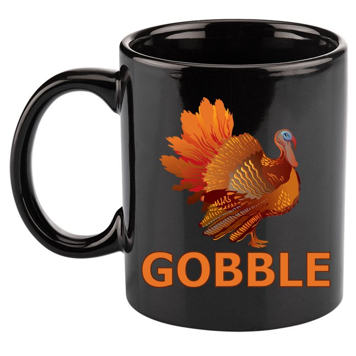 Gobble Turkey Thanksgiving 11oz C Handle Ceramic Mug