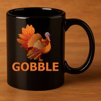Gobble Turkey Thanksgiving 11oz C Handle Ceramic Mug