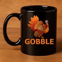 Gobble Turkey Thanksgiving 11oz C Handle Ceramic Mug