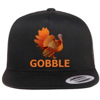 Gobble Turkey Thanksgiving Flat Bill Trucker Hat