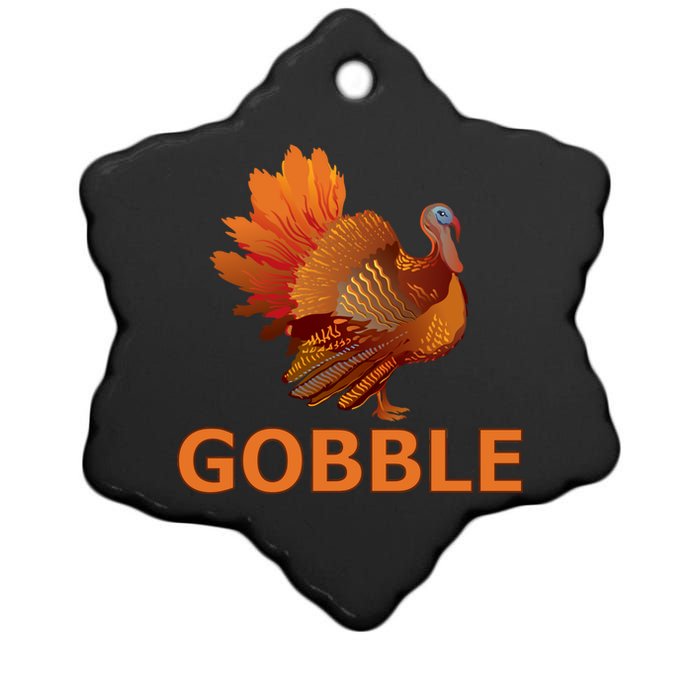 Gobble Turkey Thanksgiving Ceramic Star Ornament