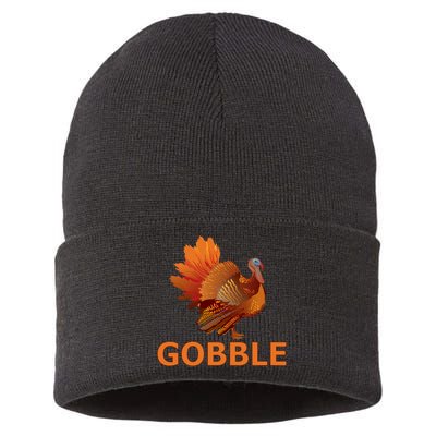 Gobble Turkey Thanksgiving Sustainable Knit Beanie