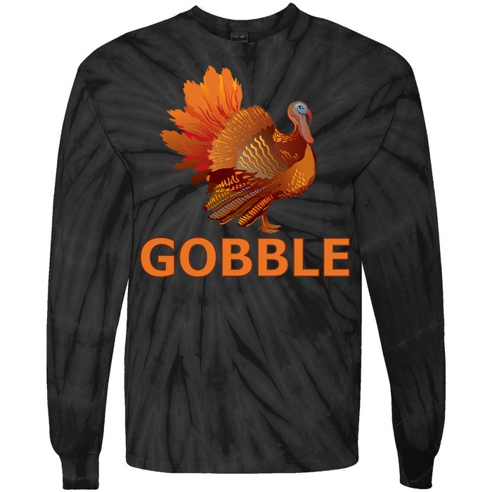 Gobble Turkey Thanksgiving Tie-Dye Long Sleeve Shirt