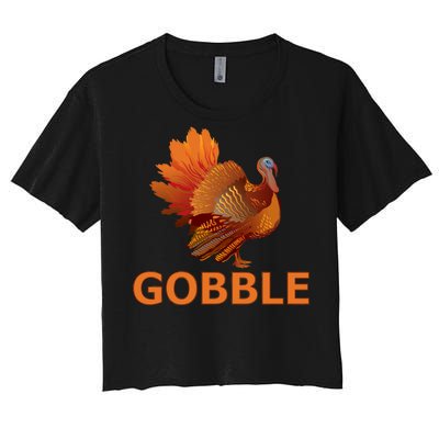 Gobble Turkey Thanksgiving Women's Crop Top Tee