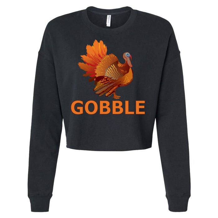 Gobble Turkey Thanksgiving Cropped Pullover Crew