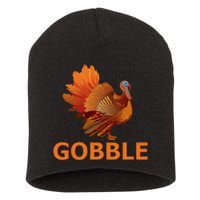 Gobble Turkey Thanksgiving Short Acrylic Beanie