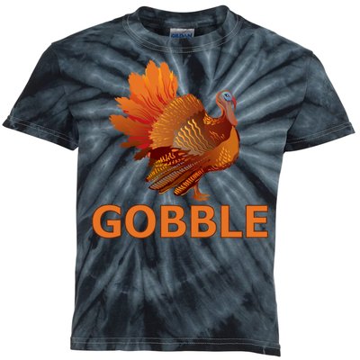 Gobble Turkey Thanksgiving Kids Tie-Dye T-Shirt