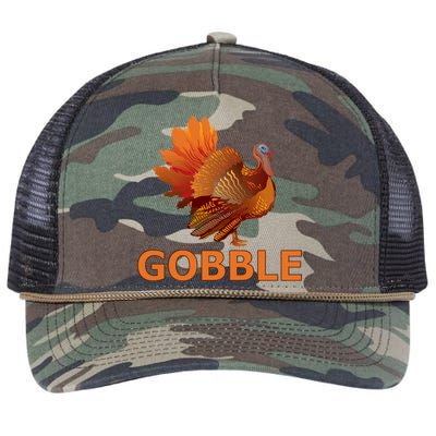 Gobble Turkey Thanksgiving Retro Rope Trucker Hat Cap