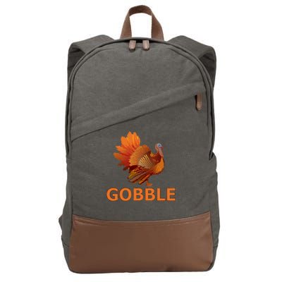 Gobble Turkey Thanksgiving Cotton Canvas Backpack