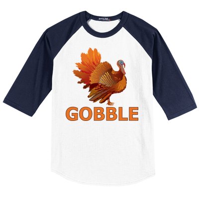 Gobble Turkey Thanksgiving Baseball Sleeve Shirt