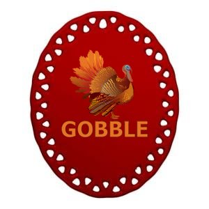 Gobble Turkey Thanksgiving Ceramic Oval Ornament