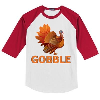 Gobble Turkey Thanksgiving Kids Colorblock Raglan Jersey