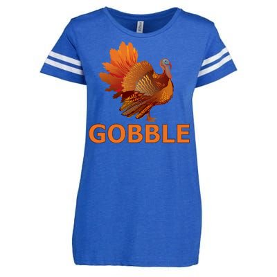 Gobble Turkey Thanksgiving Enza Ladies Jersey Football T-Shirt