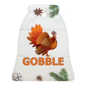 Gobble Turkey Thanksgiving Ceramic Bell Ornament