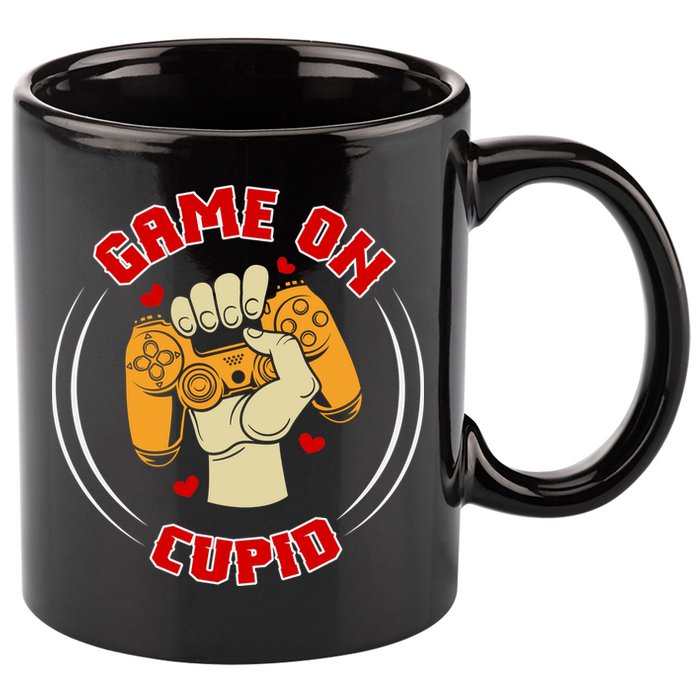 Game On Cupid Video Gaming Valentine 11oz C Handle Ceramic Mug