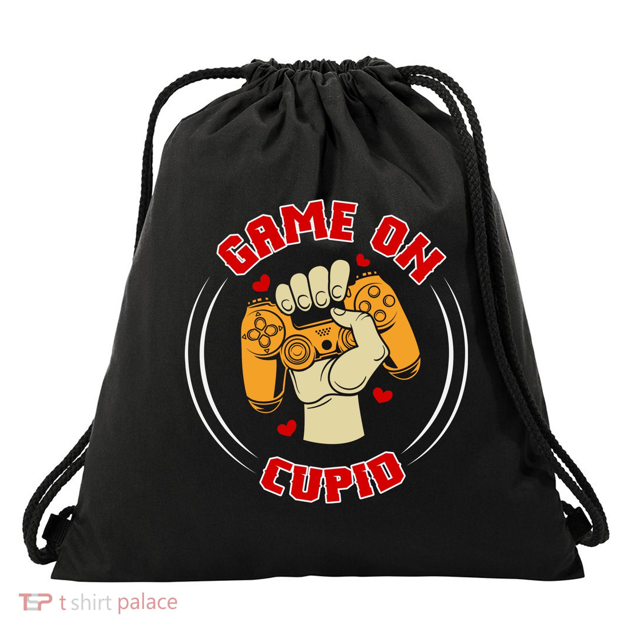 Game On Cupid Video Gaming Valentine Drawstring Bag