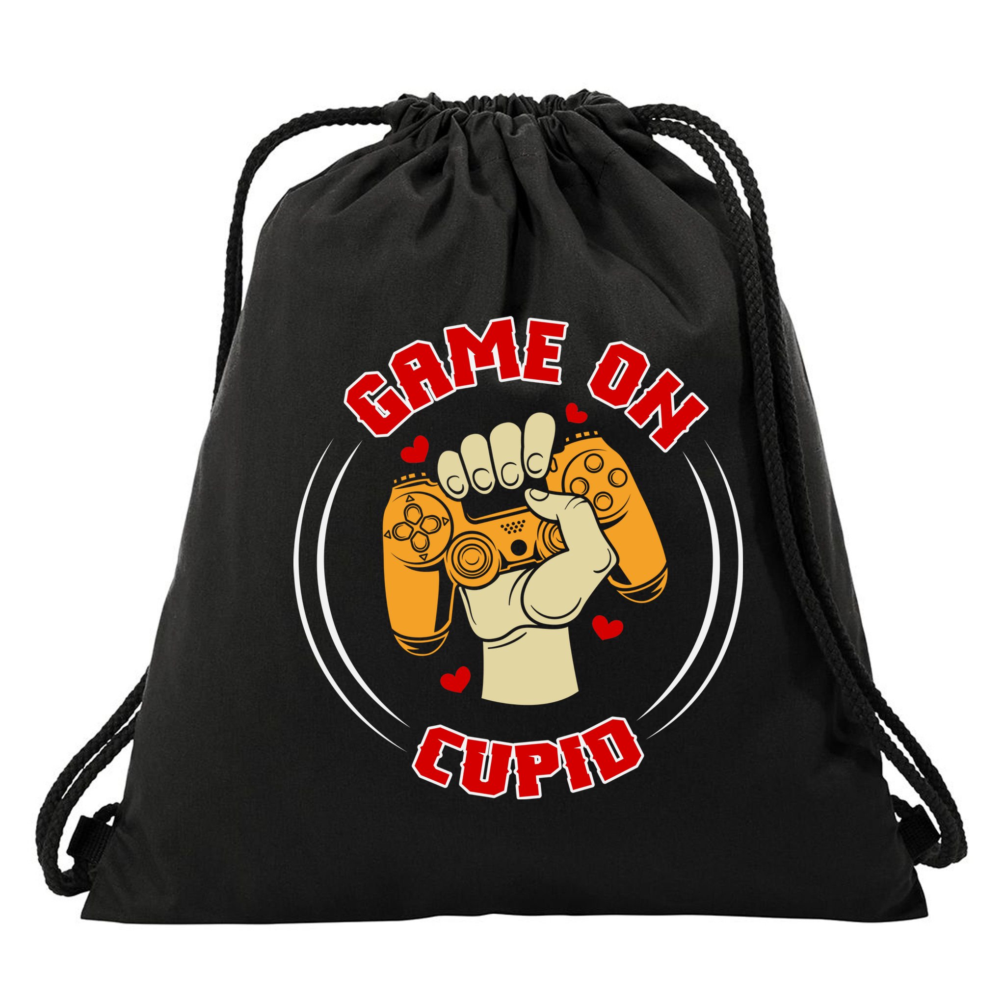 Game On Cupid Video Gaming Valentine Drawstring Bag