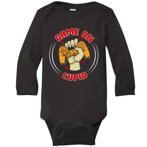 Game On Cupid Video Gaming Valentine Baby Long Sleeve Bodysuit