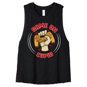 Game On Cupid Video Gaming Valentine Women's Racerback Cropped Tank