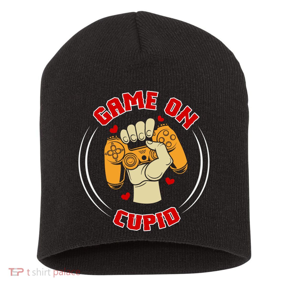 Game On Cupid Video Gaming Valentine Short Acrylic Beanie