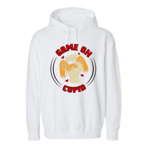 Game On Cupid Video Gaming Valentine Garment-Dyed Fleece Hoodie