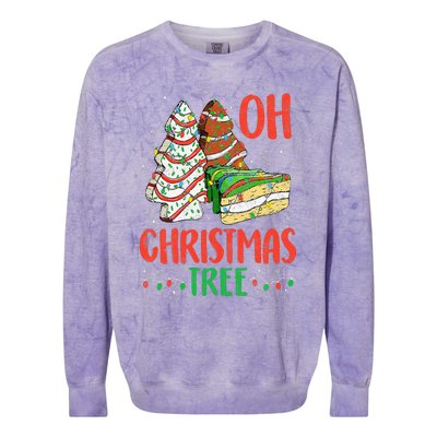 Groovy Oh Christmas Tree Cakes Debbie Becky Jen Cake Lovers Colorblast Crewneck Sweatshirt