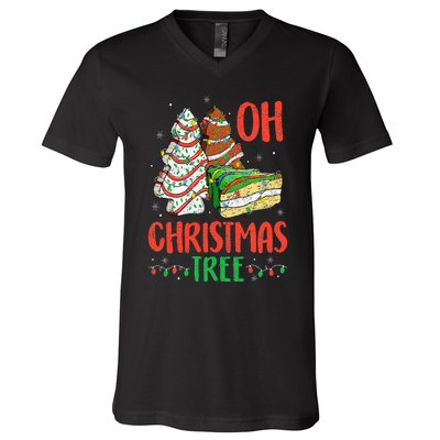 Groovy Oh Christmas Tree Cakes Debbie Becky Jen Cake Lovers V-Neck T-Shirt