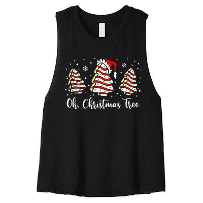 Groovy Oh Christmas Tree Cakes Debbie Becky Jen Cake Lovers Women's Racerback Cropped Tank