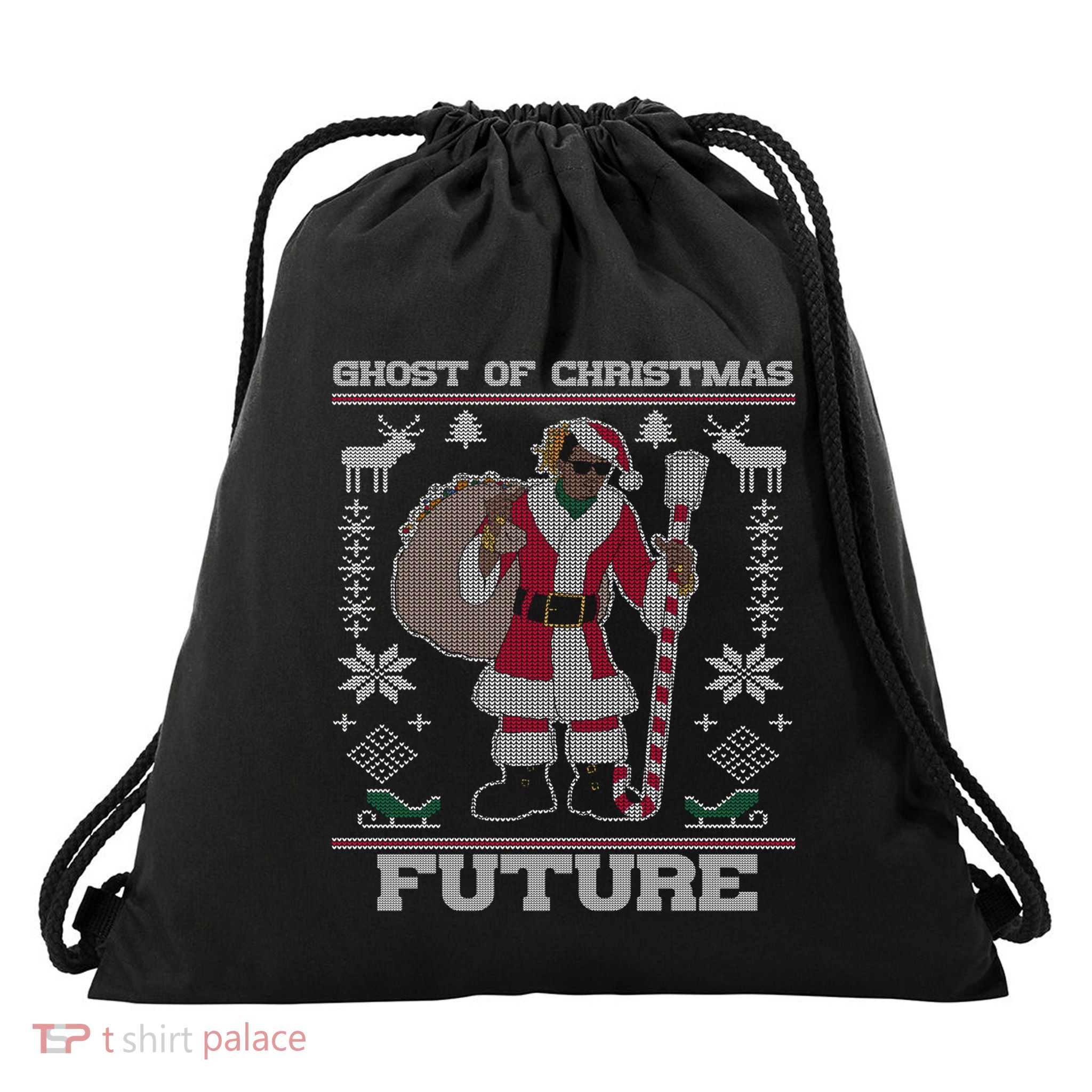 Ghost Of Christmas Future Ugly Christmas Rap Gift Drawstring Bag