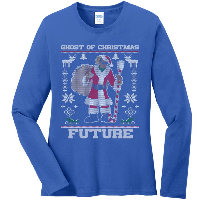 Ghost Of Christmas Future Ugly Christmas Rap Gift Ladies Long Sleeve Shirt