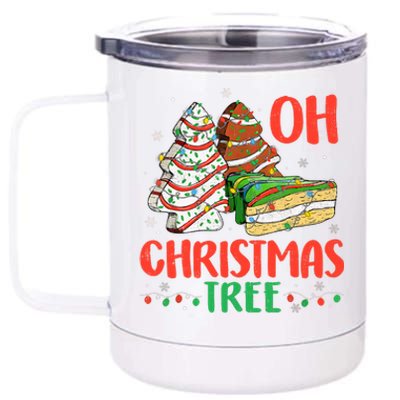 Groovy Oh Christmas Tree Cakes Debbie Becky Jen Cake Lovers 12 oz Stainless Steel Tumbler Cup