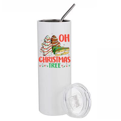 Groovy Oh Christmas Tree Cakes Debbie Becky Jen Cake Lovers Stainless Steel Tumbler