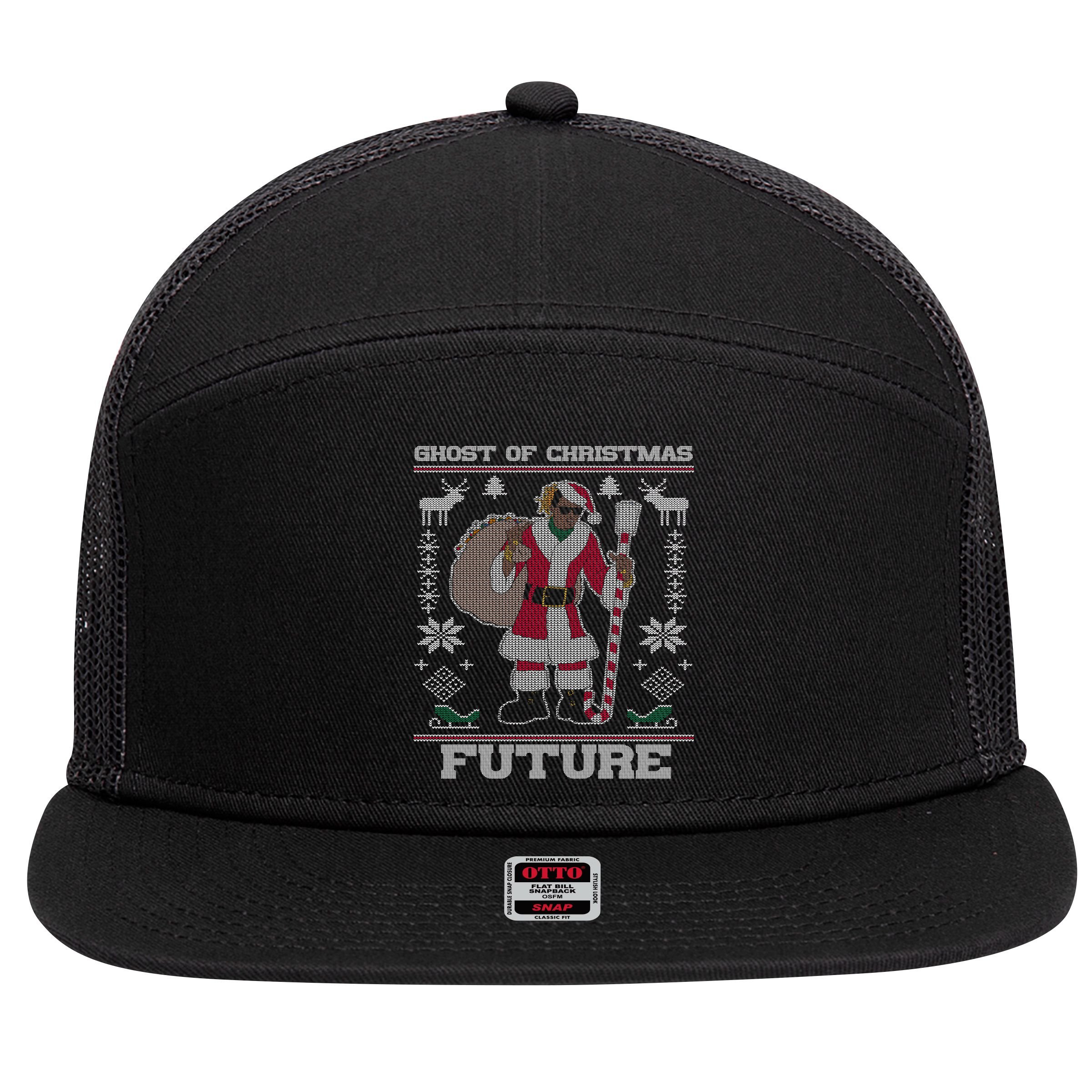 Ghost Of Christmas Future Ugly Christmas Sweater Rap 7 Panel Mesh Trucker Snapback Hat