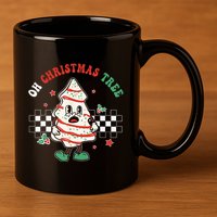 Groovy Oh Christmas Tree Cakes Debbie Becky Jen  11oz C Handle Ceramic Mug