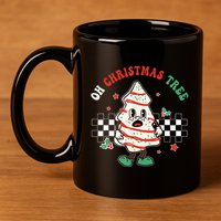 Groovy Oh Christmas Tree Cakes Debbie Becky Jen  11oz C Handle Ceramic Mug