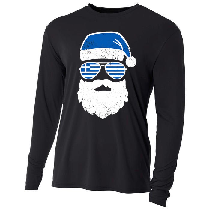 Greek Orthodox Christmas Santa Claus Greece Flag Greek Cooling Performance Long Sleeve Crew