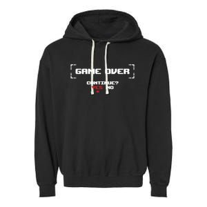 Game Over Continue Retro Gaming Cute Gift Garment-Dyed Fleece Hoodie