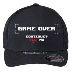 Game Over Continue Retro Gaming Cute Gift Flexfit Unipanel Trucker Cap