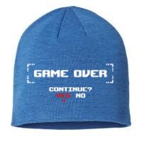 Game Over Continue Retro Gaming Cute Gift Sustainable Beanie