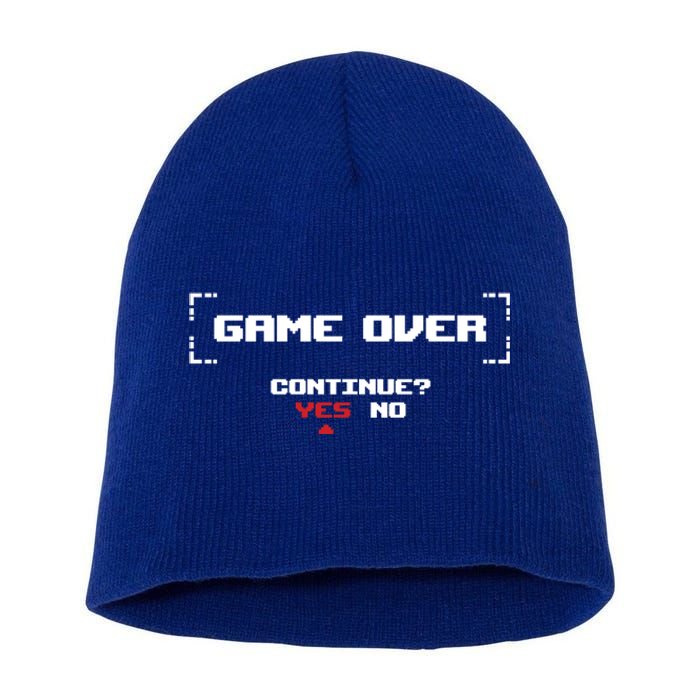 Game Over Continue Retro Gaming Cute Gift Short Acrylic Beanie