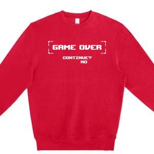 Game Over Continue Retro Gaming Cute Gift Premium Crewneck Sweatshirt